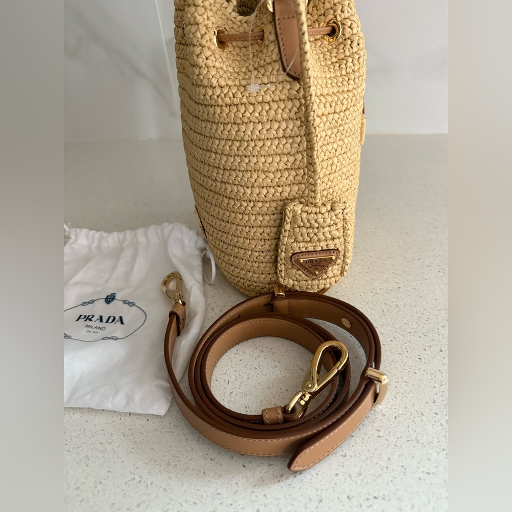 Prada Crochet and Leather Mini-Bucket Bag - Picture 6 of 13